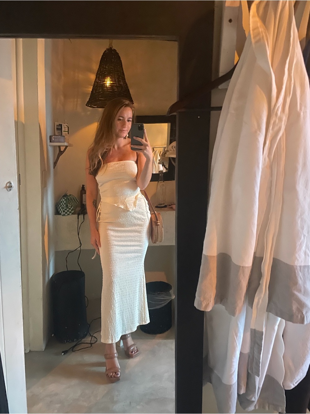 Strapless Cream Textured Set